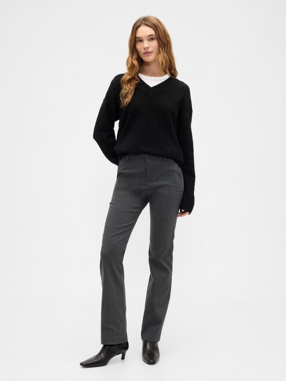 Gap Women's 16 Tall Dark Gray Heather Baby Boot Pants in Bi-Stretch 60% off